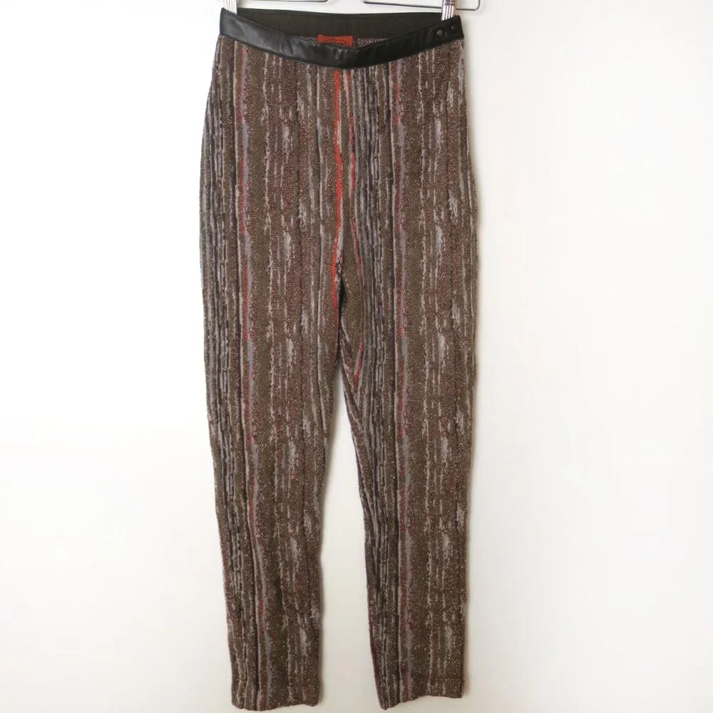 Missoni Slim Knit Trouser Pant With Leather Trim Waist Size 40 - Picture 2 of 14